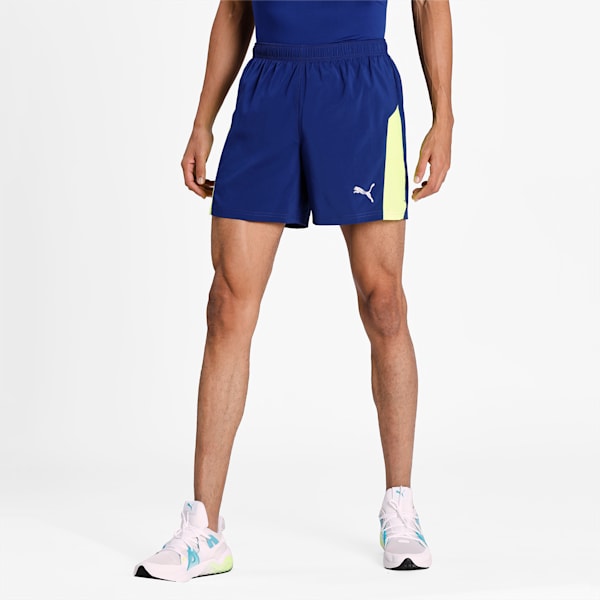 RUN Favourite Woven Session Men's 5" Shorts, Elektro Blue-Yellow Alert, extralarge-IND